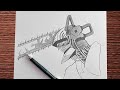 How to draw chainsaw man step by step  easy anime sketch for beginners