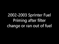 2002 or 2003 Sprinter Fuel Priming. Won't start after filter change or ran out of fuel.
