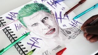 Drawing JOKER (Jared Leto) - INKTOBER DAY 17 - Suicide Squad - DeMoose Art