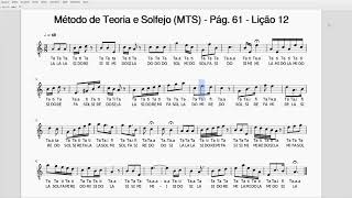 Playback para Lição 12, Página 61 do Método de Teoria e Solfejo - 2ª Edição (MTS)