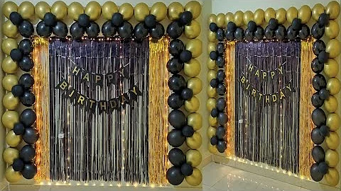 simple & Easy Decoration ideas / Black & Gold Theme Birthday Decoration/ New year Backdrop ideas