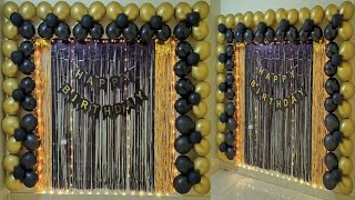 simple & Easy Decoration ideas / Black & Gold Theme Birthday Decoration/ New year Backdrop ideas