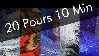 20 Pours In 10 Minutes - Acrylic Pour Compilation of Some of My Favorites