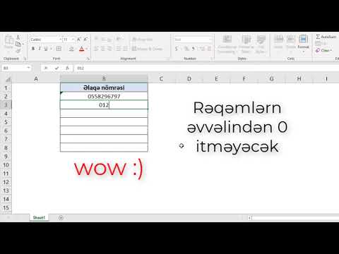 Ms Excel: Rəqəmlərin əvvəlinə 0 necə yazmaq olar ?