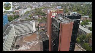 Vandalised Five Ways Tower, Birmingham, Demolition crew about to move in...