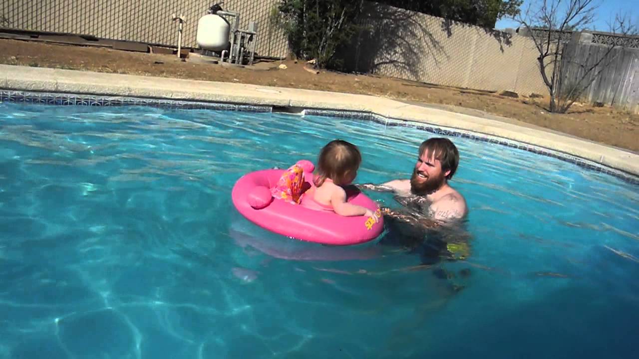 First time in our pool - YouTube