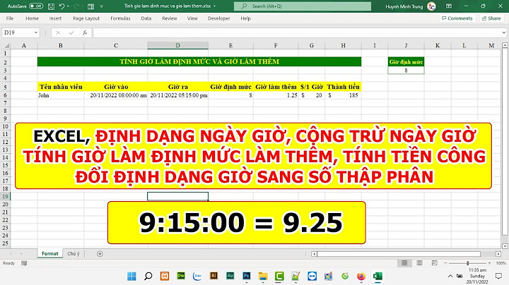 Giờ xuất phát trong excel định dạng như thế nào năm 2024