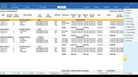 Tally Add On : Ledgerwise Pending Sales & Purchase Order List in Tally Prime Software