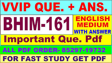BHIM 161 important questions with answer in English | bhim 161 Previous Year Question Paper