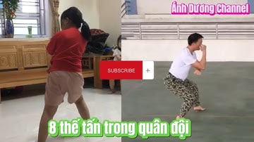 Hai bố con tập 8 thế tấn trong quân đội rèn luyện võ thuật