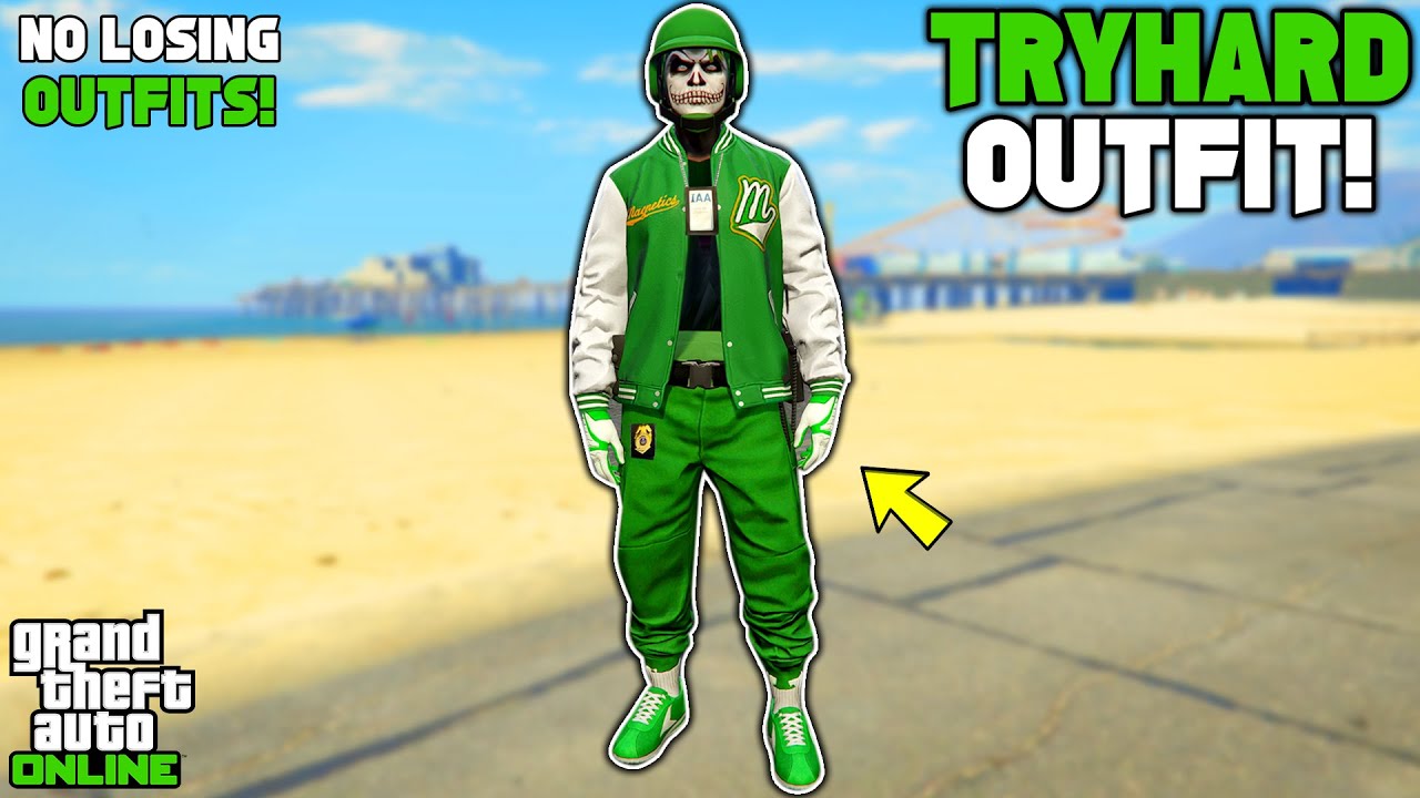 GTA 5 ONLINE *EASY* GREEN JOGGERS TRYHARD MODDED OUTFIT W/ INVISIBLE TORSO  GLITCH 1.62 (NO TRANSFER) 
