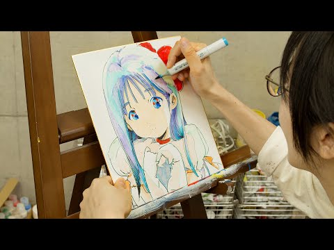 コピックとマッキーで色紙に絵を描く 愛まどんな作業用 9 Youtube