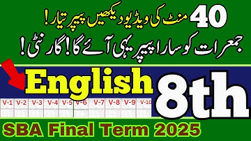 Class 8 English Original Paper | All Versions | Final Term 2025 | @LastHopeStudy