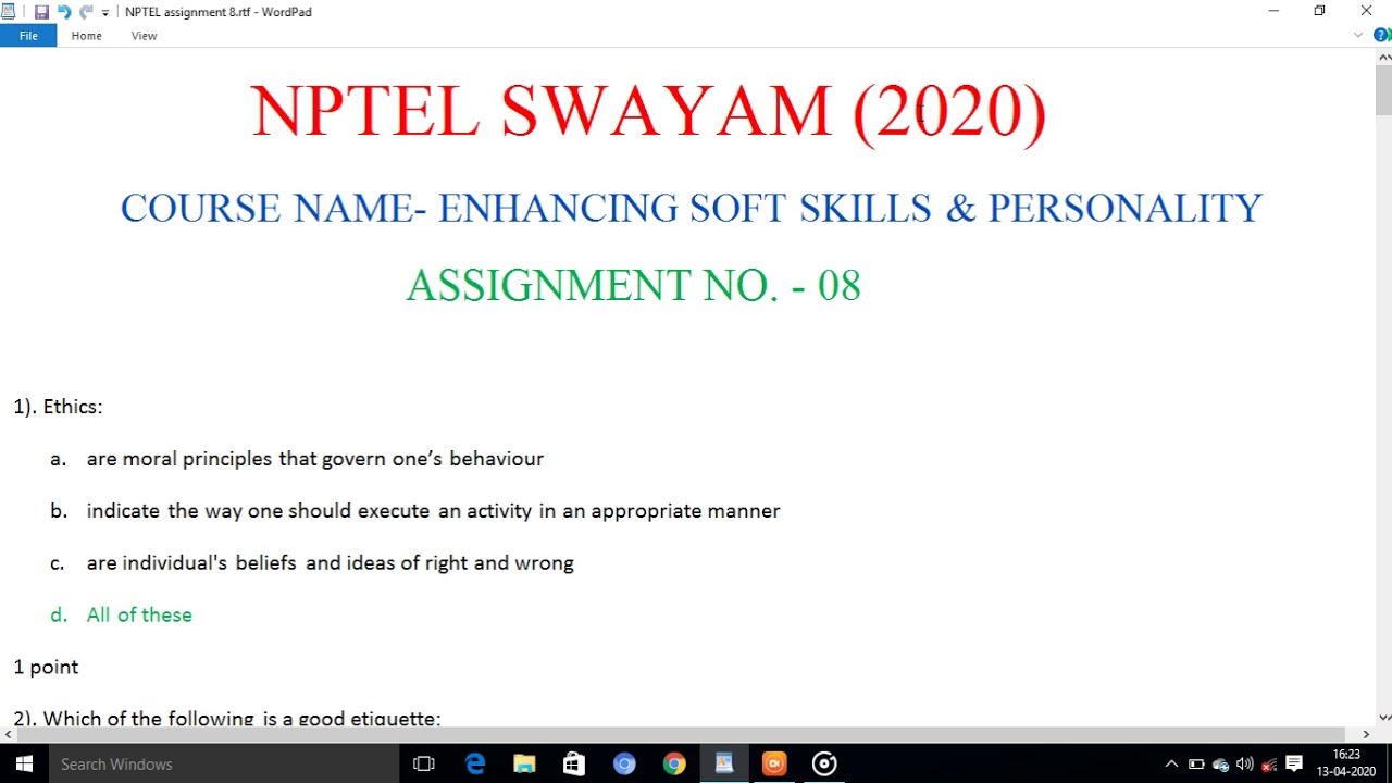 soft skills assignment 8 answers