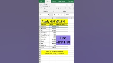 Calculation of Amount with GST - Excel Tips & Tricks from @todfodeducation