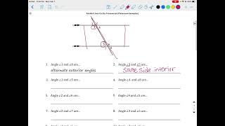 Labeling Angles Made By Parallel Lines