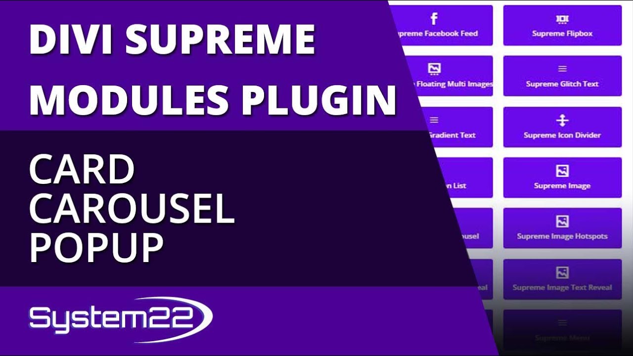 Divi Theme Supreme Modules Plugin Card Carousel Popup 👍