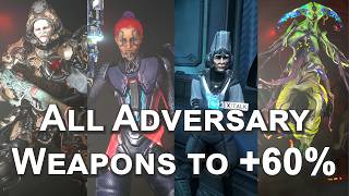Warframe Adversary weapon collection guide | How to get adversary weapons to +60% bonus quickly