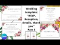 Wedding Invitation Part 3 | RSVP/Reply, reception, detail and thank you| Wedding Invitation template