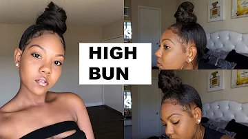 Sleek High Bun On Blow Dried Natural Hair (Protective Style)