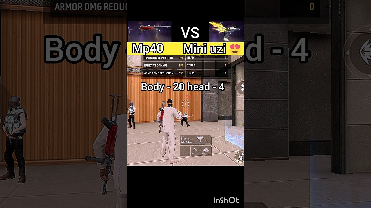 free fire mp40 vs mini uzi skin ability test 😍 