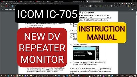 ICOM IC-705 -DV REPEATER MONITOR FUNCTION
