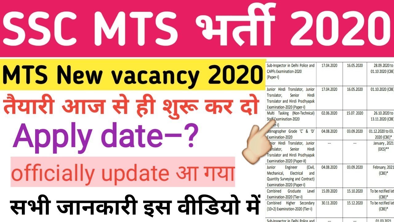 SSC MTS New Vacancy 2020 | ssc mts recruitment online apply date | ssc mts bharti | ssc mts |