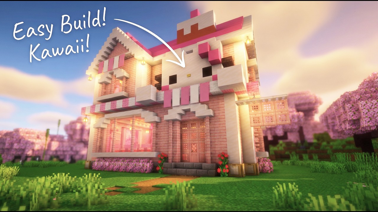Minecraft Hello Kitty Cafe Tutorial | Aesthetic Cute Bakery | Easy Step-by-Step Guide