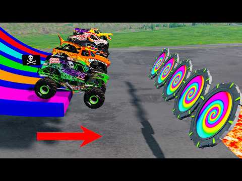 5 MONSTER TRUCKS VS Portal Trap - BeamNG Monster Truck Crashes #4
