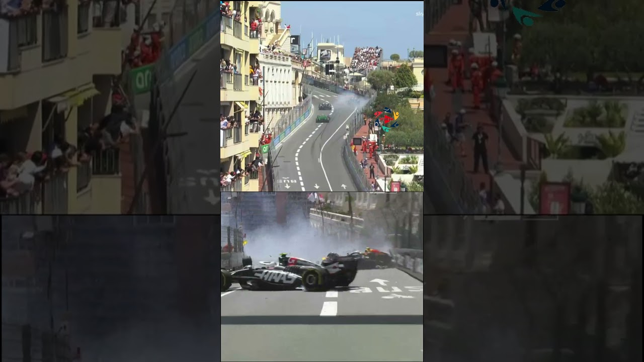 Crash Perez Magnussen Hulkenberg F1 Monaco GP 2024