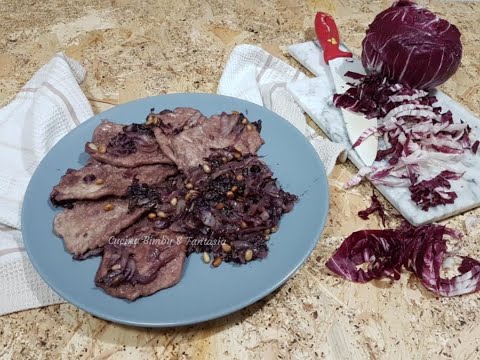 scaloppine di lonza con radicchio e pinoli