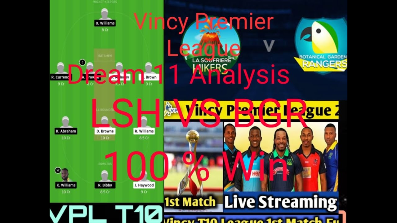 LSH VS BGR ,Match Prediction, Dream 11 Team, Vincy Premier League T10,