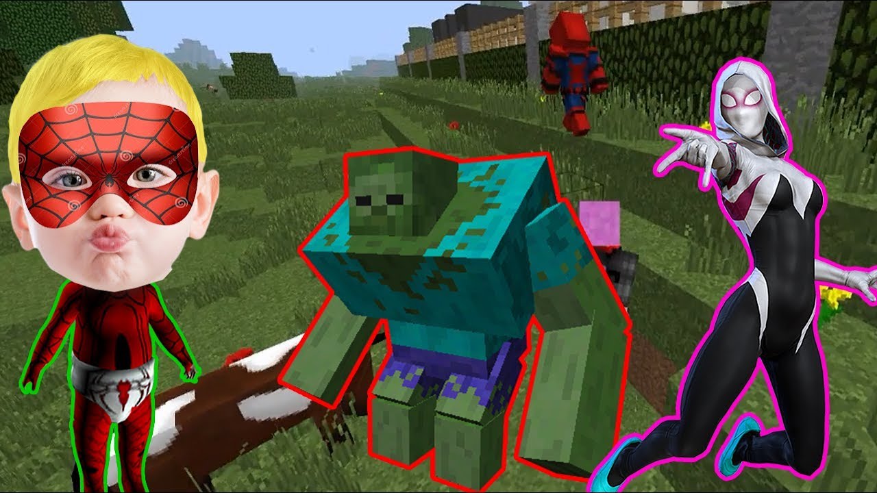 Örümcek Bebek Annesi Örümcek Kadına Minecraftta Zombilerle Bir Sürpriz