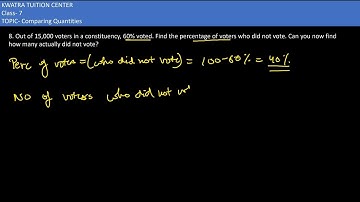 8. Out of 15,000 voters in a constituency, 60% voted. Find the percentage of voters who did not vote
