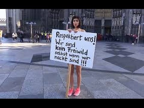MILO MOIRE Artist protests naked at Cologne cathedral - YouTube
