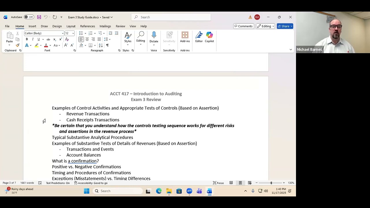 ACCT 417 (Fall 2025) - Exam 3 Review