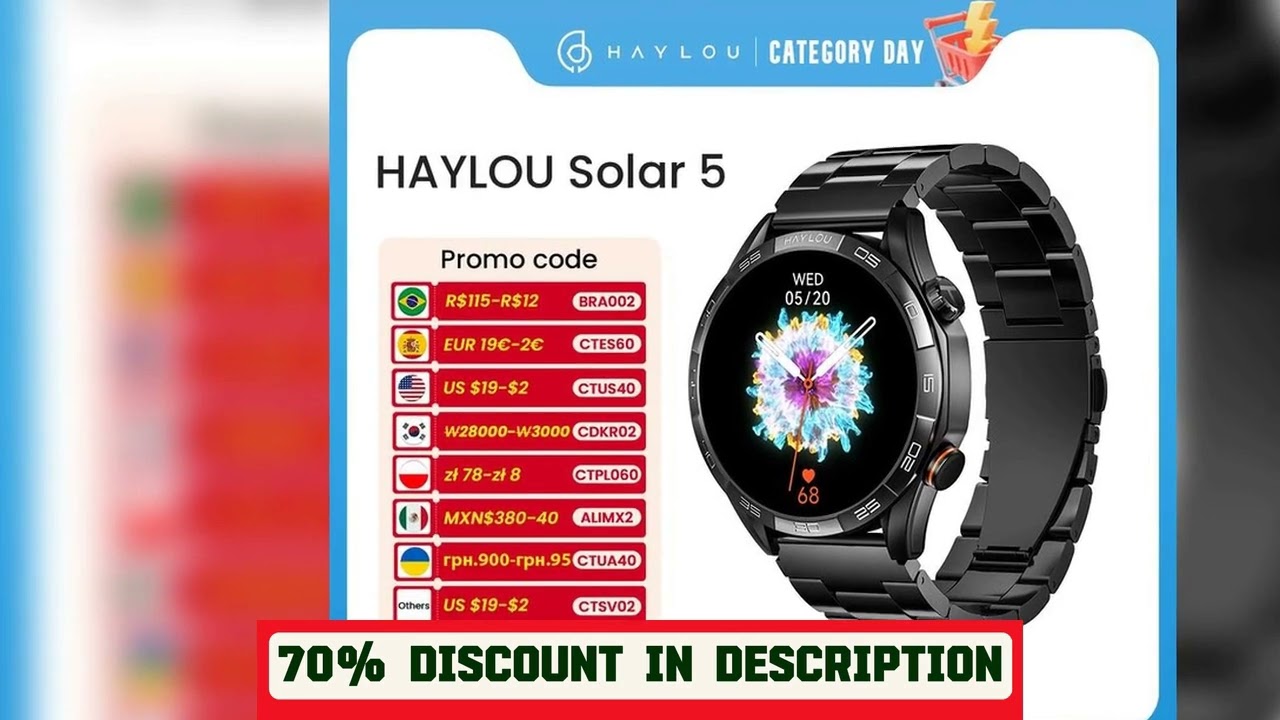 A must-have product! HAYLOU Solar 5 Voice Calling Smartwatch 1.58'' AMOLED Display 60Hz Smart Watc