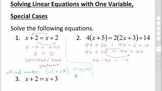 Solving Linear Equation with One Variable, Special Cases