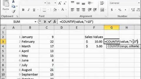 Learning Excel 2010 - Using COUNTIF For Selective Counting