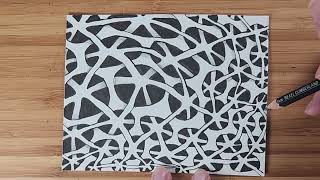 Timelapse Drawing using the woven Starburst Circle zentangle pattern (Part 2 of 2)