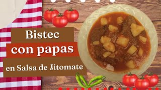 Como preparar bistec con papas en salsa de jitomate