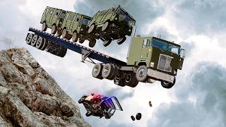 Trucks Transporting Cliff Drop Crashes - BeamNG.drive