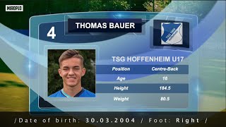 Thomas Bauer Tsg Hoffenheim U17 Skills 2020-21