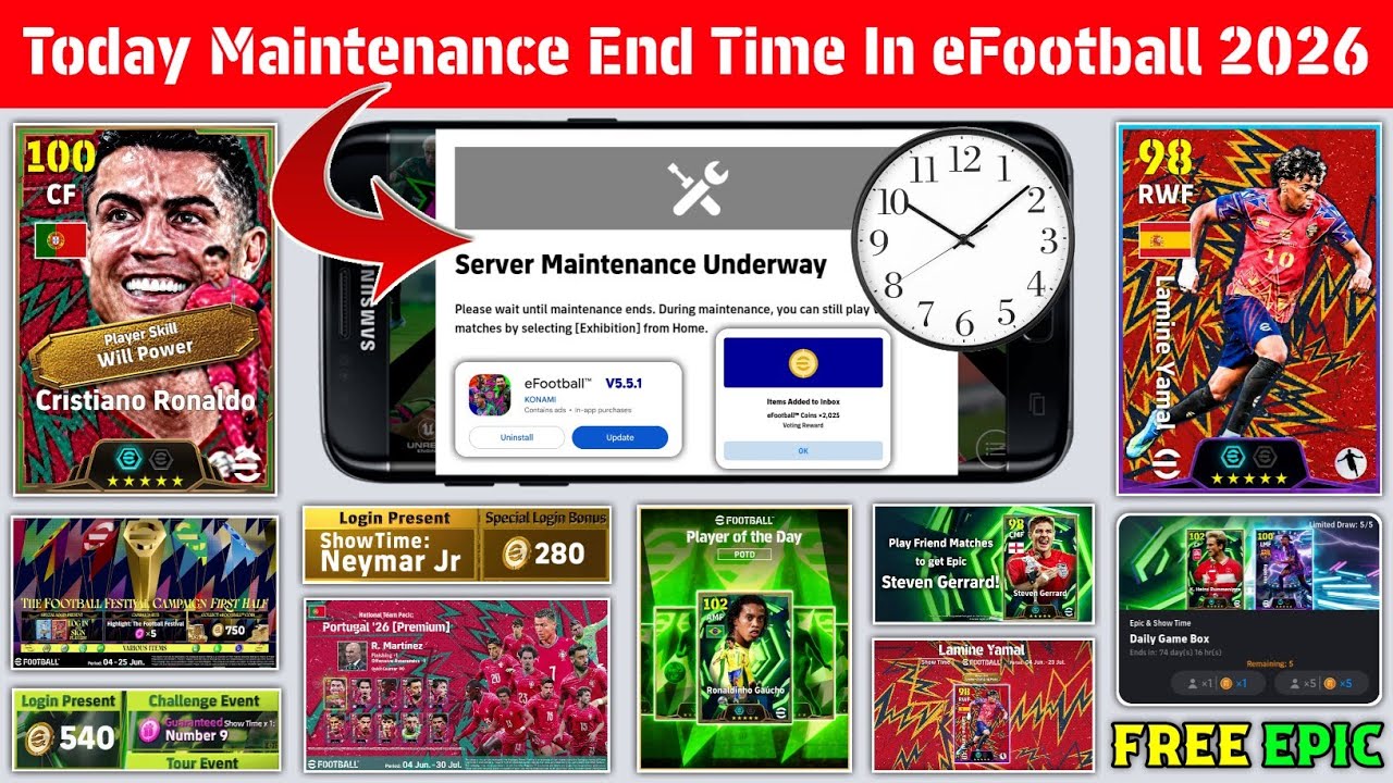 Maintenance End Time Today In eFootball 2026 Mobile | Pes Server Maintenance | Maintenance End Time