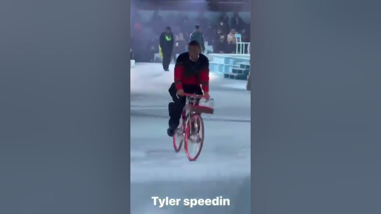 Tyler, The Creator Rides A Bike Through The LV Show