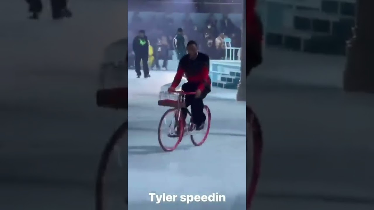 Tyler, The Creator Rides A Bike Through The LV Show