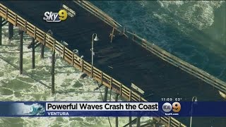 Powerful Waves Crash Ventura Coast, Pier Closed