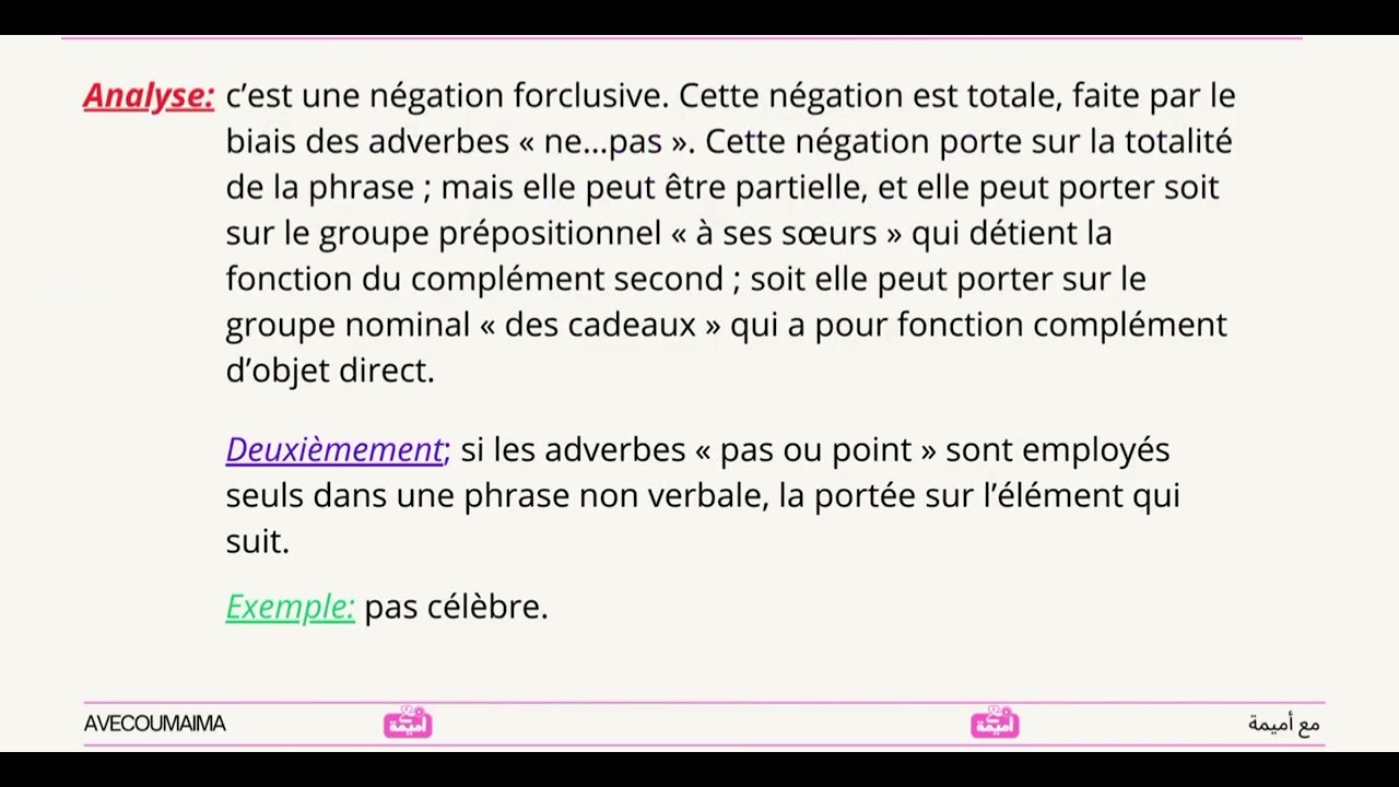 Morphosyntaxe S3:LA NÉGATION