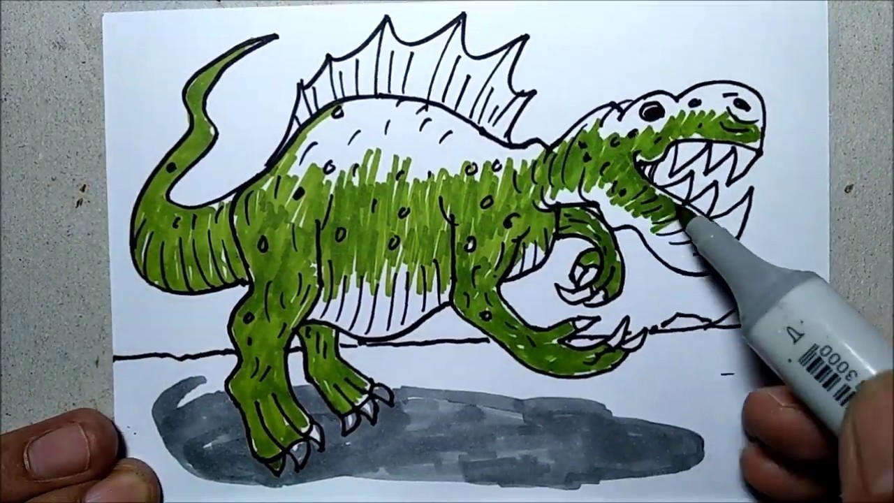 Wow Keren Cara Menggambar Dinosaurus  Spinosaurus 