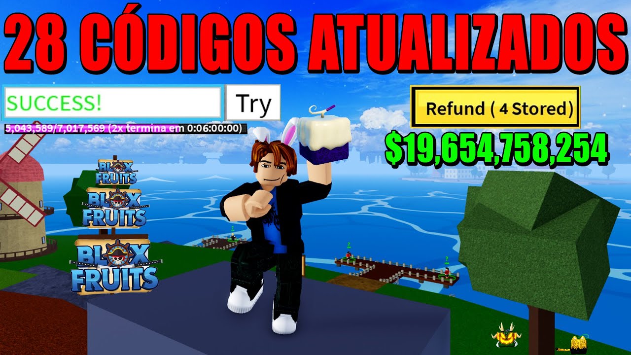 SAIU!! 3 NOVOS CÓDIGO DO ADM DE RESET STATUS, 2X EXP E FRUTAS GRATIS NO BLOX  FRUITS 